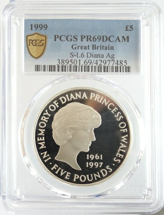 楽天市場】イギリスダイアナ妃追悼記念5ポンドプルーフ銀貨PCGS鑑定 