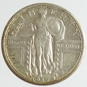 アメリカ　Seated Liberty Quarter　女神立像　25セント銀貨　1917年-S