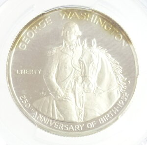 アメリカ　ジョージ・ワシントン生誕250周年記念50セントプルーフ銀貨　1982年-S　PCGS鑑定【PR65DCAM】