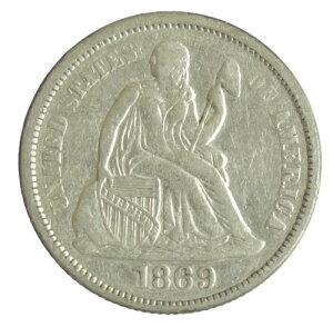 AJ@Seated Liberty Dime@Ȑ_@1_C݁@1869N]S