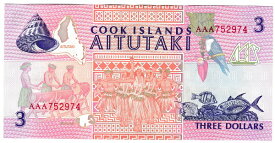 クック諸島　3ドル紙幣　1992年　未使用
