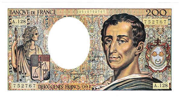 フランス 哲学者シャルル・ド・モンテスキュー 200フラン紙幣 1992年 未使用