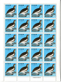 【切手シート】鳥シリーズ　らいちょう　10円20面シート　昭和38年（1963）