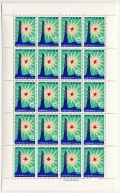 【切手シート】北海道100年記念　道章と記念塔　15円20面シート　昭和43年（1968）