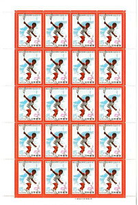 【切手シート】第26回国民体育大会記念　軟式庭球　国体　15円20面シート　昭和46年（1971）