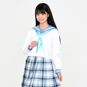 KURI-ORI★クリオリW75・80・85cmスカート丈54cmひざ丈サマースカートSKR227白×サックス・青制服プリーツスカート【日本製】【送料無料】夏服車ヒダ【式服】【学生フォーマル】