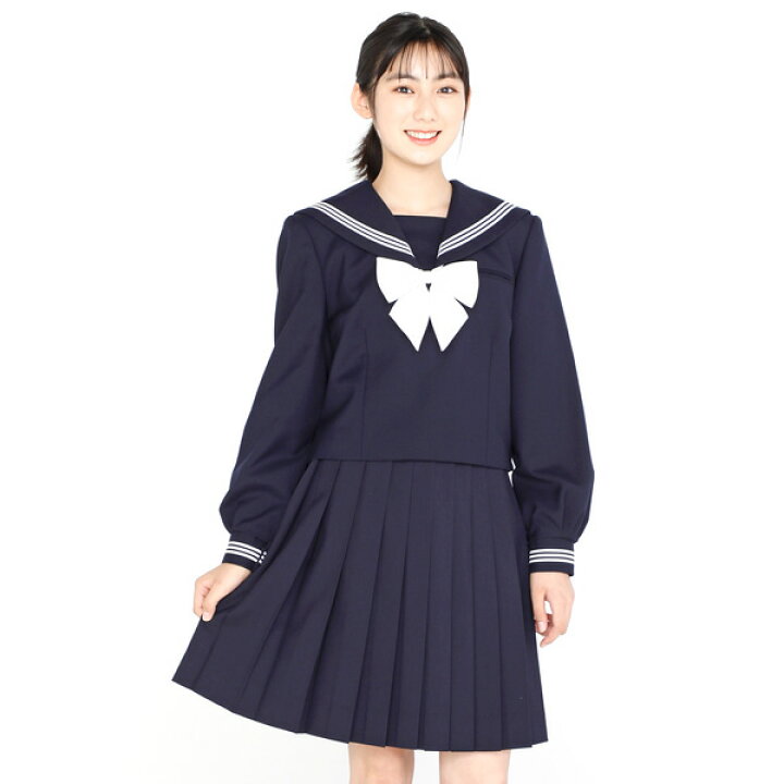 冬紺色プリーツスカート（本格的）90cm丈超ロング丈セーラー服 