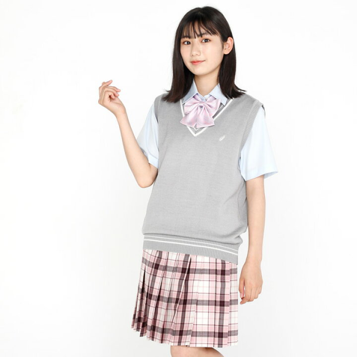 楽天市場】ウール混 Vネック スクールニットベスト ライトグレー×オフ  