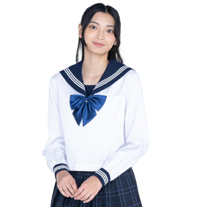 ランクB セーラー服 165A エル 紺 スリムシルエット ストレッチ ウール50％ 上着 中学生 高校生 女子制服 中古学生服