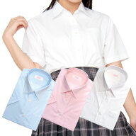 【ピンク・サックスは在庫処分価格】 女子半袖ブラウス スクールワイシャツ【日本製】4色展開白/ピンク/…