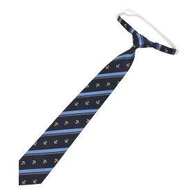 ワンタッチスクールネクタイ　制服ネクタイ ダークネイビー×サックス ユリクレストKURI-ORI【クリオリ】【日本製】KRNOT45-89 バックルを留めるだけ スラックスに合う45cm丈 着脱楽々通学 式服 学生フォーマル 正装 入学卒業式 部活 チーム お揃い