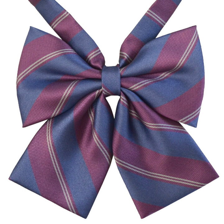 楽天市場】スクールリボン ブルーグレー×グレープ ストライプKRR134  