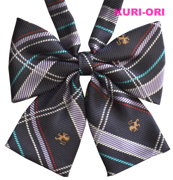 KURI-ORI[クリオリ]オリジナルリボンタイ KRR165紺×パープル チェック【日本製】制服リボン