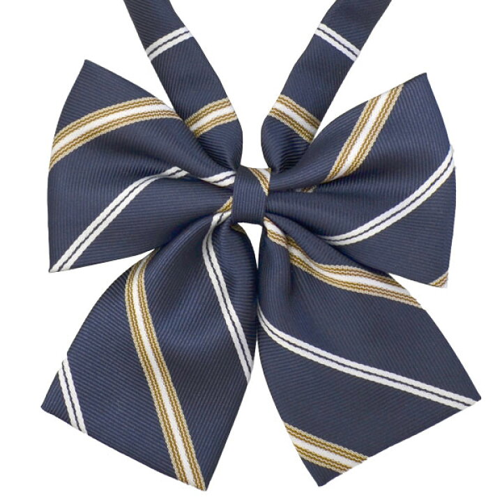 楽天市場】スクールリボン 紺×ベージュ トラッドストライプ【日本製  