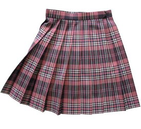 【在庫処分品】夏制服スカート【 ピンク・紺白チェック】ウエスト63・66・72大きいサイズ75・80cm 丈48cm【日本製】車ひだスクールスカート プリーツスカート　ピンクチェックサマースカート 式服　自由制服KURI-ORI【クリオリ】SKR307