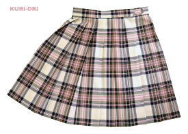 KR383冬服A/Wプリーツスカート【クリームピンクタータンチェック】ウエスト60-85cm丈42・48・54・65秋冬春スリーシーズン【日本製 送料無料】式服 正装車ひだ スクール 通学 高校 中学 自由制服 学校 入学式 卒業式 衣装 舞台【KURI-ORI★クリオリ】