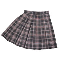 夏制服スカート【グレー×ピンクオレンジチェック】ウエスト60・63・66・69・72大きいサイズ75・80・85・…