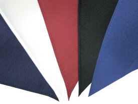セーラースカーフ【日本製】マットタイプ　1113　デシン生地三角タイ5色展開　白・黒・エンジ・濃紺・青【KURI-ORI】クリオリセーラー服の襟に挟んでスカーフ留めに通します