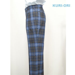 【送料無料】KURI-ORI★クリオリW70〜88各サイズスリーシーズンスラックスKRB316S2グレー×ブルースリムシルエットツータック【日本製】