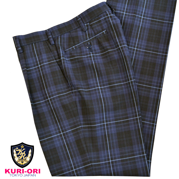 KURI-ORI 73％以上節約 激安セール クリオリ ウエスト64～88cmサマースラックスSKRB423S1 紺×ブルースリムシルエット ワンタック スクール 送料無料 日本製 制服ズボン