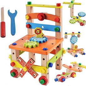 大工さんままごと 組み合わせ 木のおもちゃ 工具 ごっこ遊び DIY 組み立て 変幻イス モンテッソーリ教具 積み木 知育玩具 おままごと