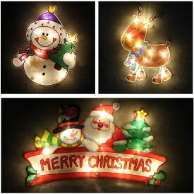 クリスマス飾り クリス ファーザー マス ムース 雪だるまのLEDシルエットライト クリスマス3Dライト 電池式 led 吸盤式 室内 窓飾り 3個セット