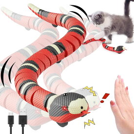 [動画あり]電動蛇のおもちゃ スマートセンシングスネーク猫のおもちゃ USB充電式蛇のおもちゃ 猫のヘビのおもちゃ 猫が動く蛇のおもちゃ 40cm