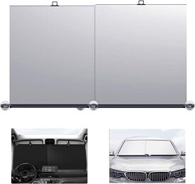 「動画あり」車用 サンシェード 車 フロント日除け 遮阳 車載 遮光シェード ガラスサンシェード ロール式 2点セット 遮光 遮熱 車内温度下げ UVカット自動伸縮 収納簡単 高さと広さ調整可能 多車種対応
