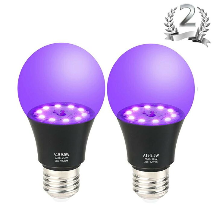 QINMOZH ブラックライト- UV紫外線電球E26口径385nm LED UVランプUV電球樹脂固めランプウエディングパーティス
