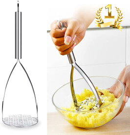 即納　ランキング入賞 マッシャー ポテトマッシャー ステンレス鋼 たまご じゃがいも さつまいも 果物 野菜マッシャー 離乳食調理器具 キッチン 業務用 (シルバー)