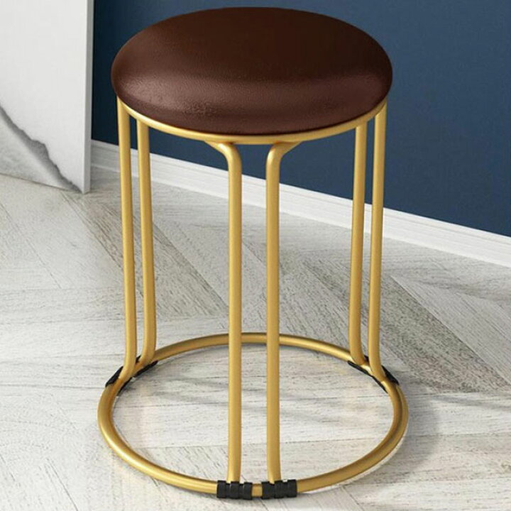 楽天市場】2脚セット レザー クッション 円形 2脚セット PU 金脚 いす 