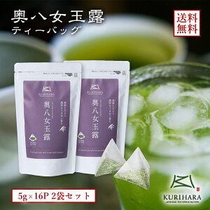 八女茶 緑茶 日本茶 水出し 冷茶 送料無料 メール便 玉露 ティーバッグ 5g×16P 2袋セット 減農薬 エコファーマー 認定 福岡 九州 産
