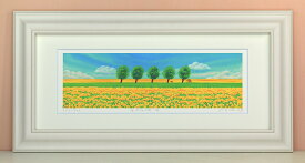 菜の花畑3 くりのきはるみ (栗乃木ハルミ) 横長タイプ M / Lサイズ 絵 絵画 版画 水彩画 風景画 壁掛け