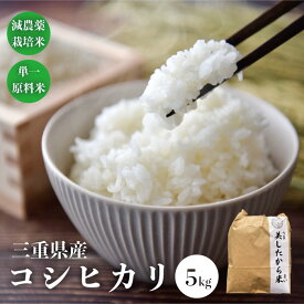 【P7倍★15日23:59まで】令和7年産 三重県産 コシヒカリ 5kg (※玄米の場合) 送料無料 米 お米 白米 玄米 選べる 美したから米 5キロ コメ 減農薬栽培米 こしひかり 国産米 単一原料米 備蓄米 では御座いません