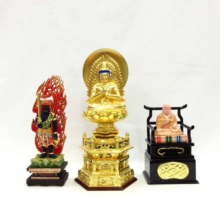 楽天市場】仏像 真言三尊 大日如来3.0寸 不動明王4.0寸 弘法大師2.0寸  