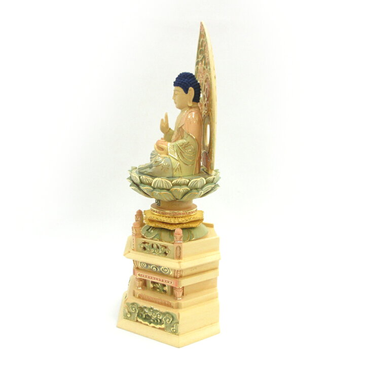 楽天市場】仏像 薬師如来 座像 2.5寸 草光背 六角台 桧木彩色 薬師如来 