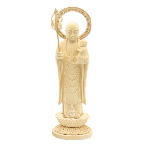 仏像 子安地蔵 水子地蔵 立像 6.0寸 円光背 円台 桧木