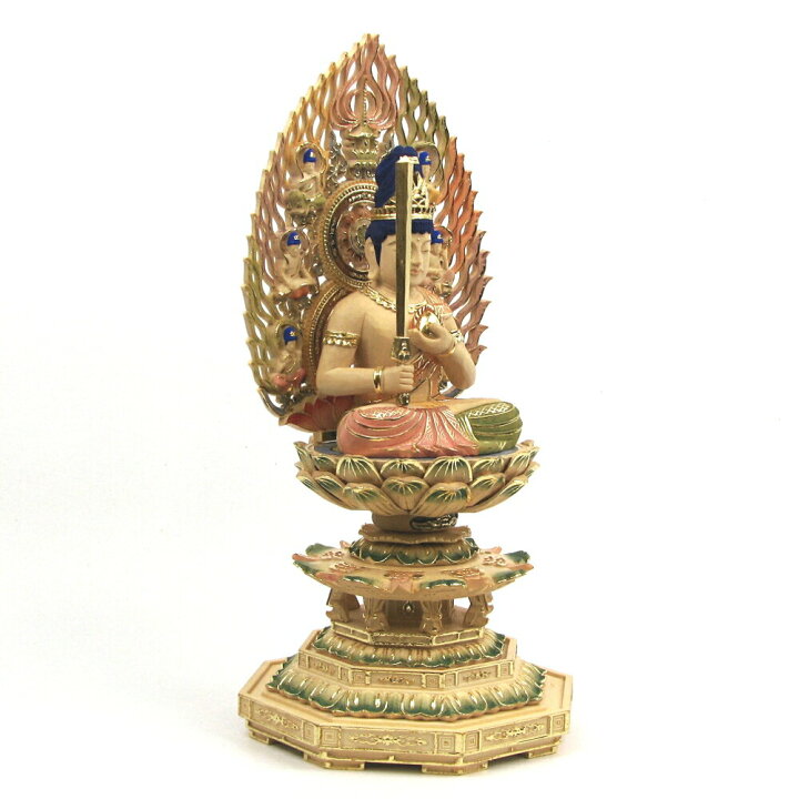楽天市場】仏像 虚空蔵菩薩 座像 宝珠持ち 3.0寸 飛天光背 八角台 桧木 