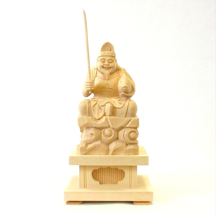 楽天市場】仏像 恵比須天（恵比寿天） 岩座 高さ21cm 台高6cm 桧木 