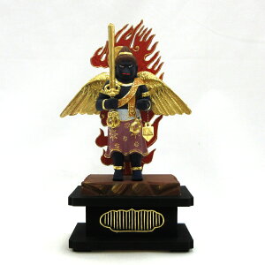 仏像 烏天狗 総高27cm 桧木彩色 檜 ヒノキ 迦楼羅天 かるらてん カルラ ガルダ ガルーダ