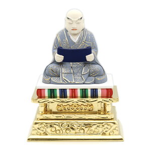 仏像 日蓮聖人 読経形 座像 2.5寸 桧木彩色