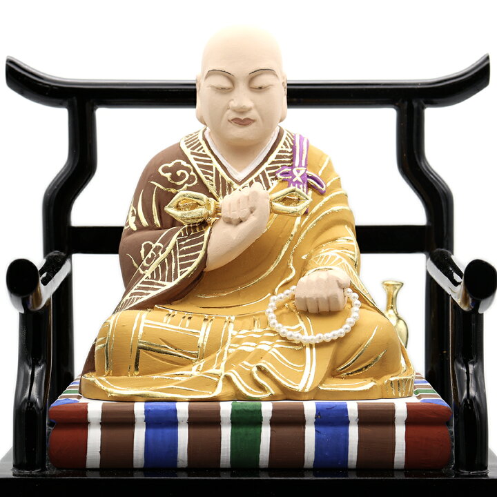 楽天市場】仏像 弘法大師 座像 3.5寸 桧木彩色 空海 真言宗 真言三尊  