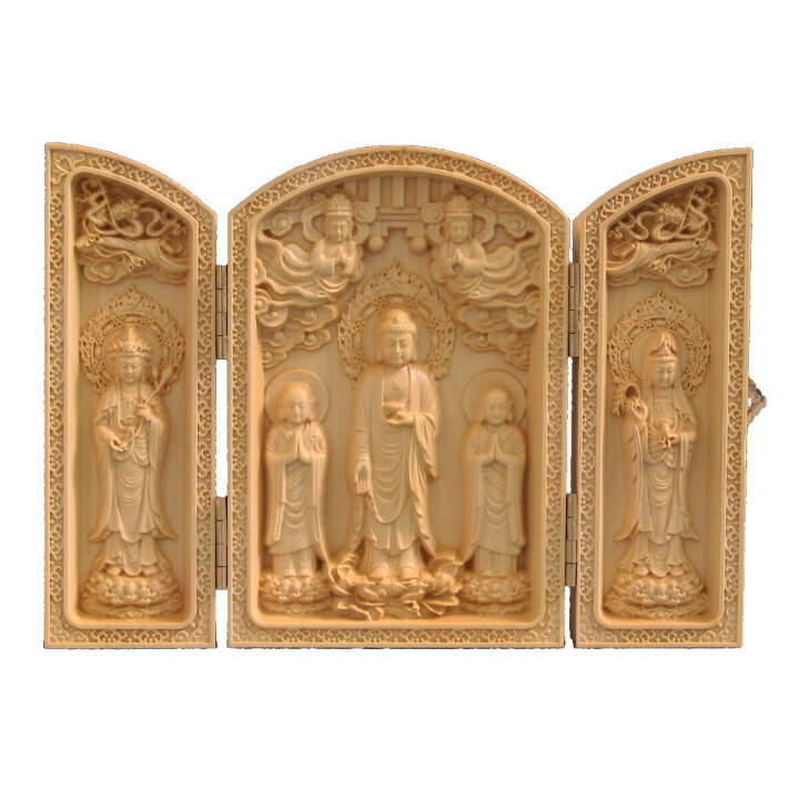 楽天市場】西方三聖（阿弥陀如来・観音菩薩・勢至菩薩） 三開仏板状 高 