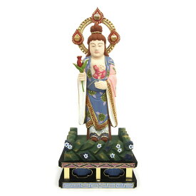 仏像 訶梨帝母 立像 身丈5.0寸 桧木彩色