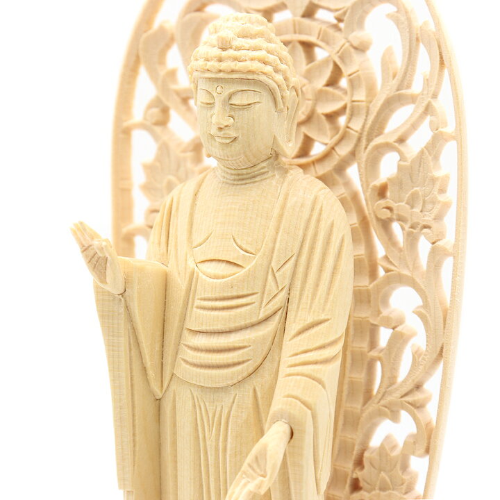 楽天市場】仏像 阿弥陀如来 立像 3.0寸 草光背 八角台 桧木 阿弥陀様 