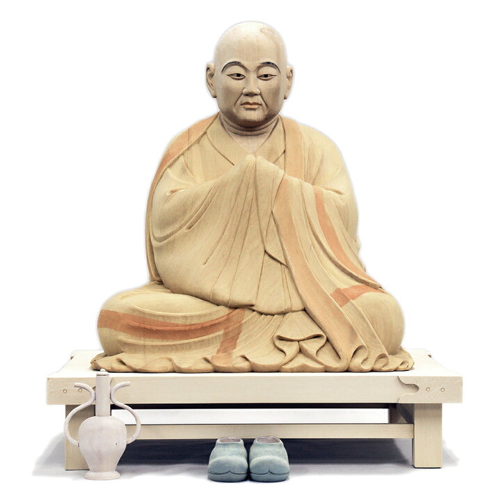 楽天市場】仏像 一行禅師 総高約50cm 桧木淡彩色 真言八祖 木像 彫刻 