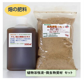 アミノ酸と酵素のエキス　500ml（植物活性液）元気野菜のもと1kg（微生物資材）セット　畑　肥料　畑の肥料発根促進　活力維持　生育不良　成長促進　糖度アップ　品質向上
