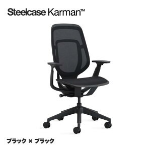 スチールケース カーマン ブラックフレーム 張地 ブラック 4Dアーム ランバーサポート 座面高さ調整可 半透明なメッシュ張地 スチールケース 419A000BB4D KR08