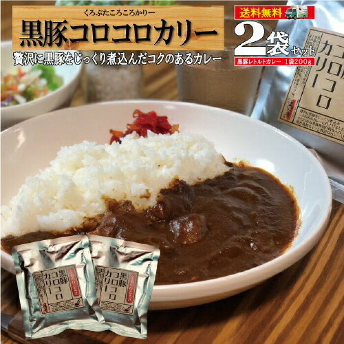 月間優良ショップ受賞 期間限定ポイント5倍 クーポンで最大10 Off カレー レトルト 仕送り 送料無料 長期保存 スパイス ポーク カリー 豚肉 黒豚 カツカレー ポークカレー 惣菜 お手軽 時短 楽天カレーランキング1位獲得 黒豚カレー2袋セット 黒かつ亭 Product