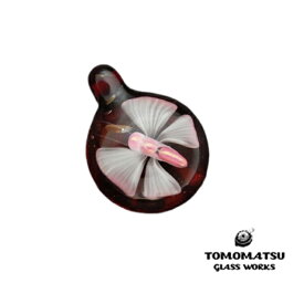TOMOMATSU GLASS WORKS/ガラスペンダントトップ【Pink butterfly】1点物/日本製/ハンドメイド/蝶/赤/ピンク